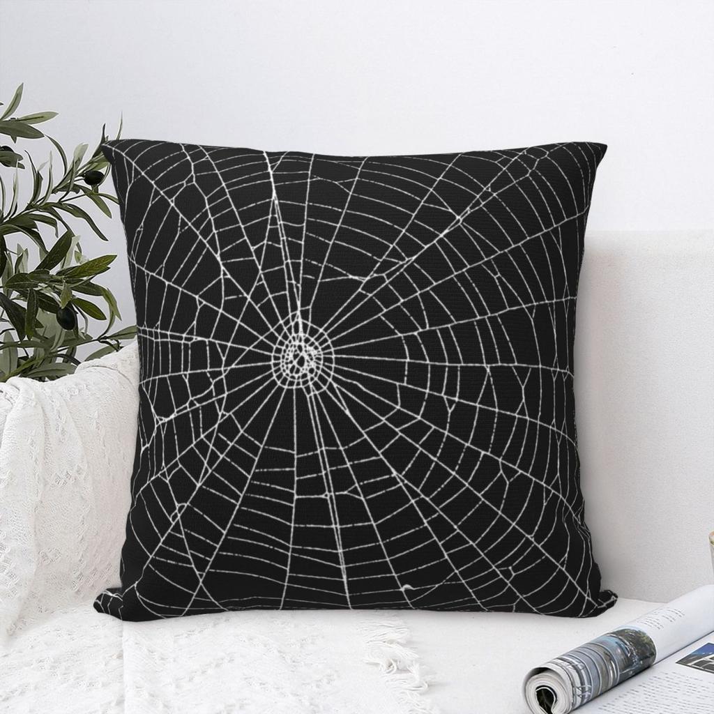 Spider Web Halloween Pillow Cover Printing Simple Decorative Cushion Cover Decorative Spider Web Cobweb Gothic Throw Cover Home