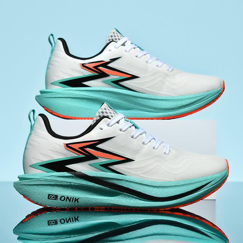 High-quality marathon carbon board running shoes fly-woven breathable sports shoes middle school students racing body test running shoes shock ab