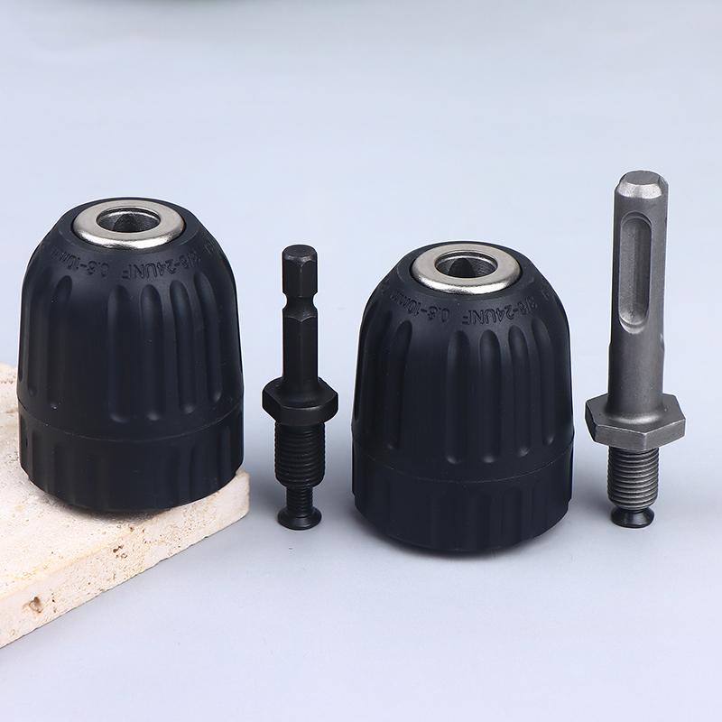 1Pcs 0.8-10Mm Keyless Drill Chuck 3/8" To 24Unf Thread 1/4" Hex Shank Quick Change Adapter Steel Quick Connection