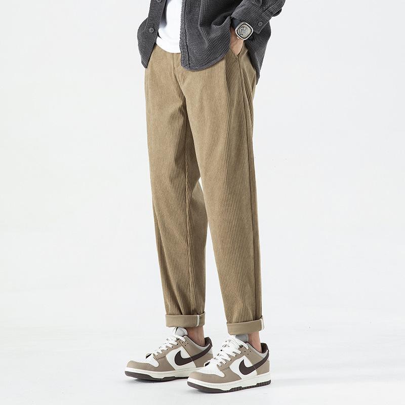 Autumn new corduroy long pants men's trendy brand loose straight casual trousers men's K