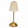 Pleated Table Lamp Metal USB Rechargeable Cordless Vintage Nightstand Lamp Decor for Bedside Living Room