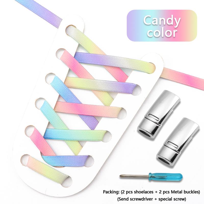 Magnetic Lock Shoe Laces Rainbow Elastic Laces Sneakers No Tie Shoelaces Without Ties Shoelace for Shoes Adults Kids Shoestrings