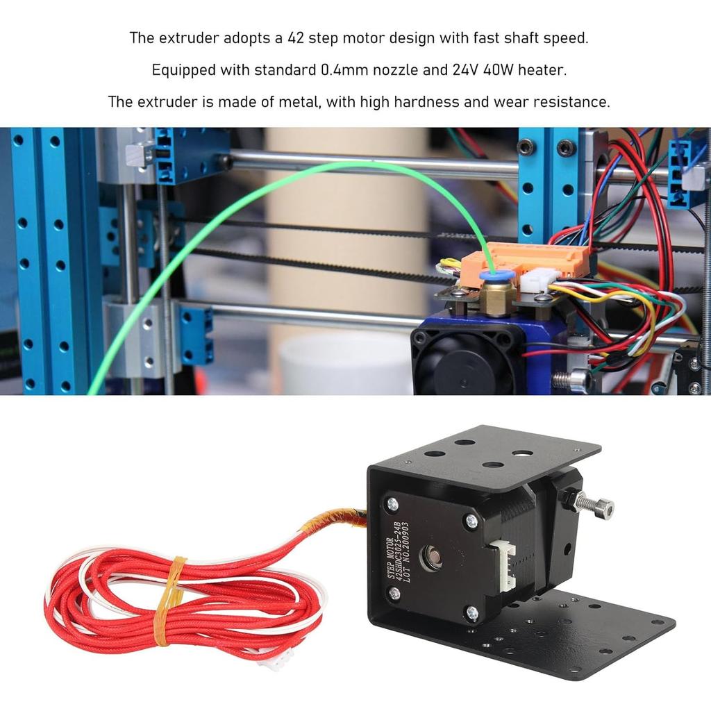 Anet A8 Plus 3D Printer Hotend Nozzle Head 0.4mm with 42 Step Motor, Metal Structure, PLA ABS Compatible