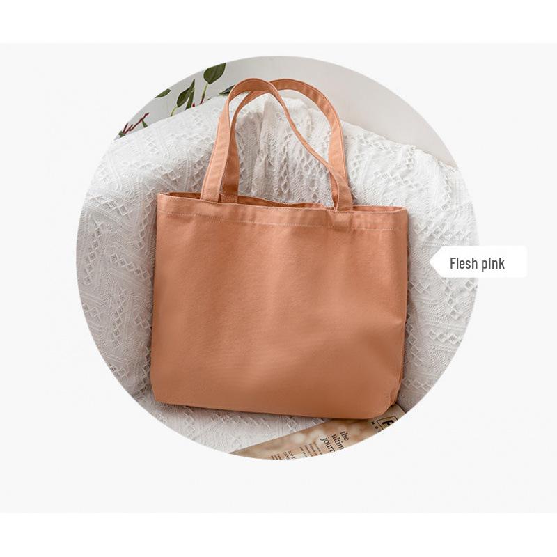 Solid Color Canvas Handbag Bento-Style Shoulder and Shopping Bag