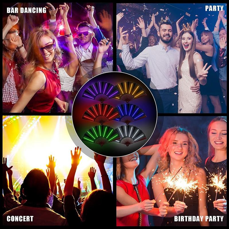 Glowing Folding Fan Lighting Hand Fans for Women Atmosphere Photo Prop Wedding Hand Fans Glowing Party Supplies Abanicos