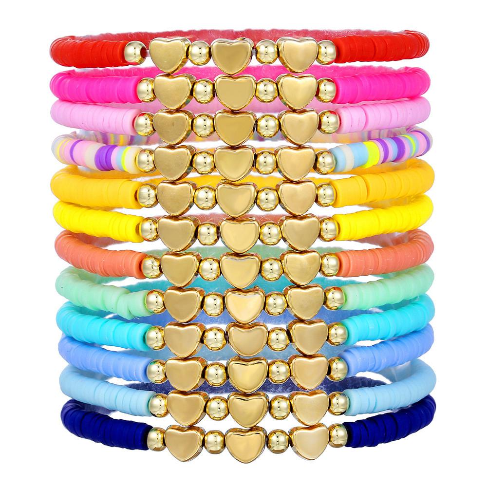 Boho-Armbänder Set Mit bunten runden geometrischen Acryl-Design Für Frauen