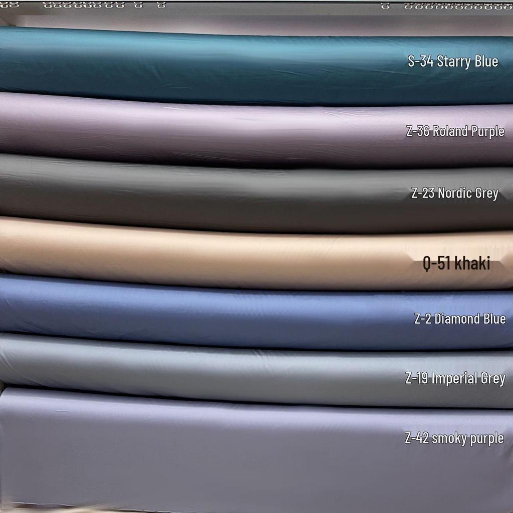 50S Pure Cotton Sateen Solid Color Brocade Fabric Duvet Cover & Bed Sheet Hotel Collection