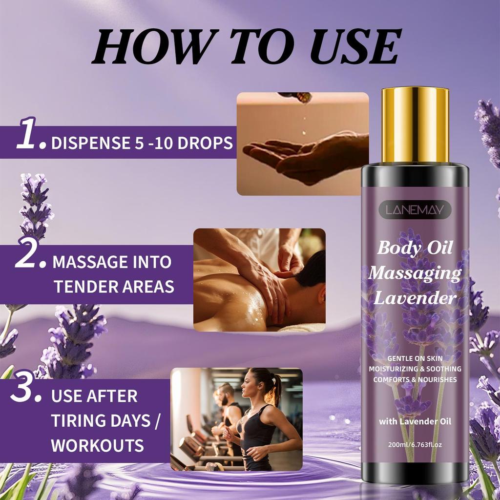 Lavender Body Oil-Gentle On Skin Relax-Moisturizing & Soothing-Comfort & Nourishes-Suitable For All Skin Types, 200ml