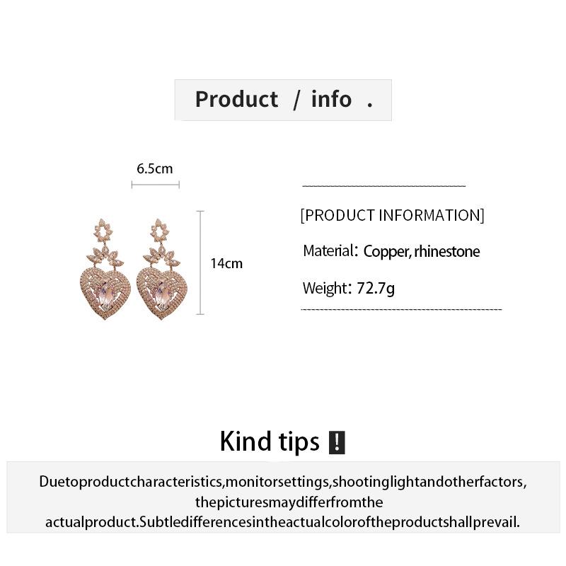 Silver Needle Rhinestone Flower Heart Earrings: Elegant, Statement Accessories for Women