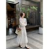 Kumikumi Elegant White Long Sleeves Dress Women's Autumn Gentle A- Line Skirt Slimming Fairy Lady Skirt Long Skirt