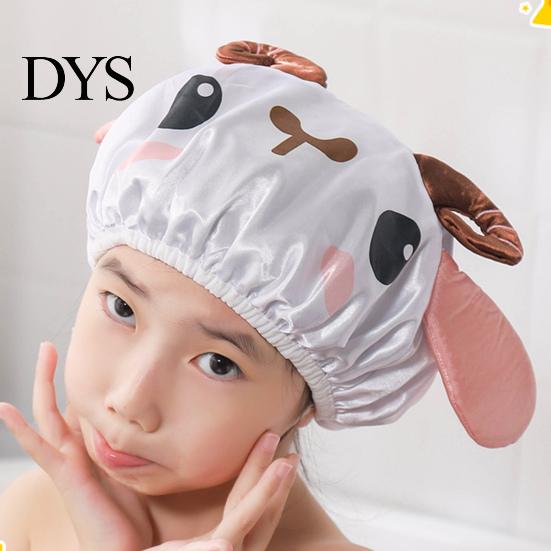 Women Bath Hat Hair Cartoon Design Waterproof Double Layer Elastic Band Ladies Protection Nerdy Koala Cute Kids Bathing Home Supply