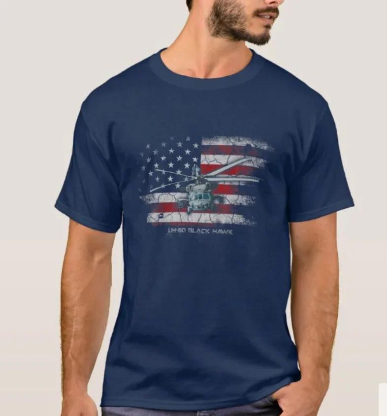 Vintage American Flag UH60 Black Hawk Helicopter Veterans Day TShirt Summer Cotton Short Sleeve ONeck Mens T Shirt New S3XL