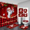 Marry Christmas Shower Curtain Red Santa Claus Printed Waterproof Polyester Bath Curtain For New Year Christmas Bathroom Decor