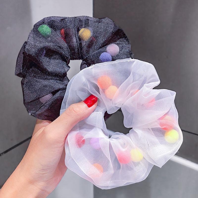 Woman Colorful Hairball Hair Ties Scrunchies Girls Elastic Hairband Hair Accessories Rope Headwear Rubber Band Ponytail Holders