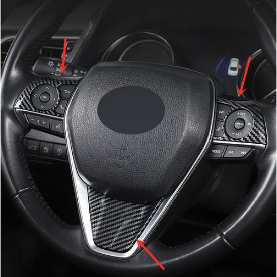 Steering Wheel Trim 3pcs ABS Carbon fiber For Toyota Camry 2018-