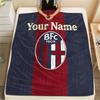 1PC Bologna Fc Custom Name Patterned Flannel Blanket Suitable For All Seasons For Home Decor Warmth And Comfort Gifts Holiday Present