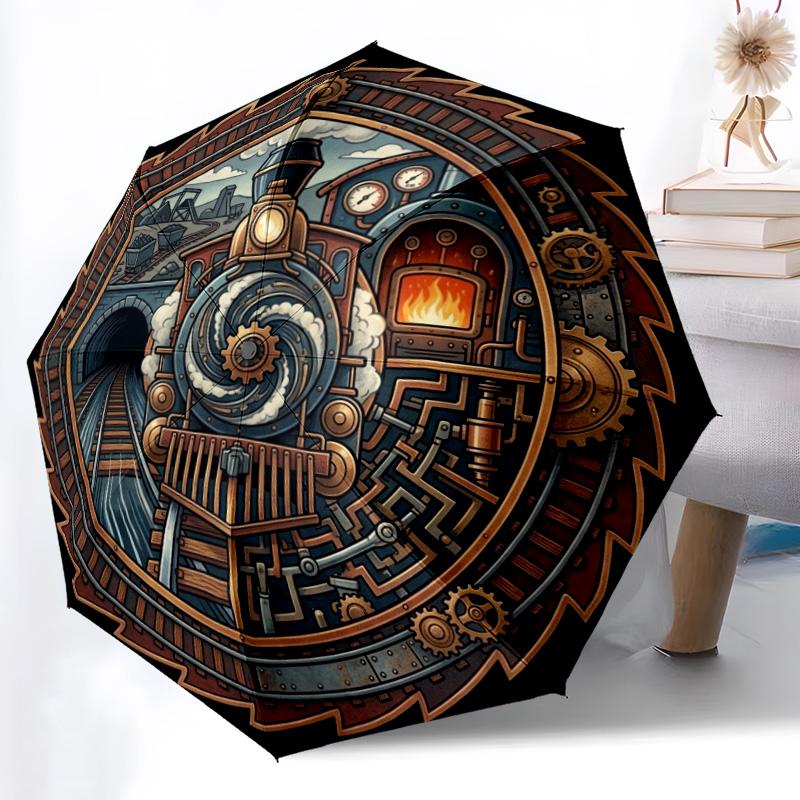 Winter Tiger Treasure Pattern Umbrella, Portable and Foldable Design, 8 Ribs, a Casual Accessory for Halloween, Christmas, and Birthday Gifts.