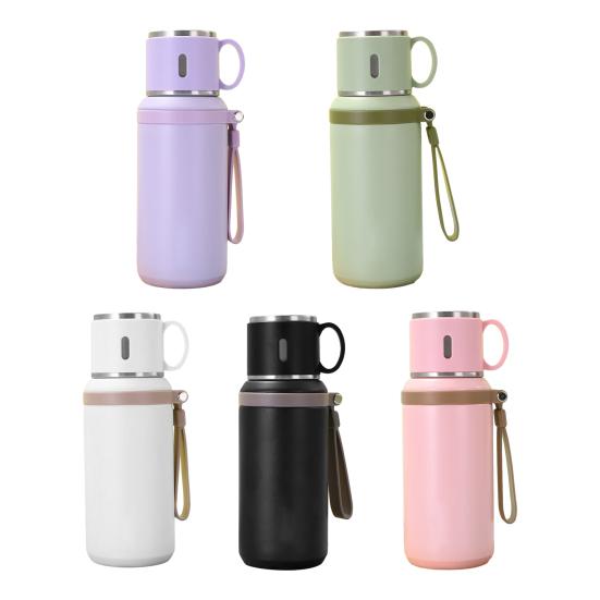 Cup 316 Stainless Steel Vacuum Insulated Bottle with Leakproof Lid And Portable Handle 2-in-1 Drinking Cup Wide Mouth for Hot Cold Drinks