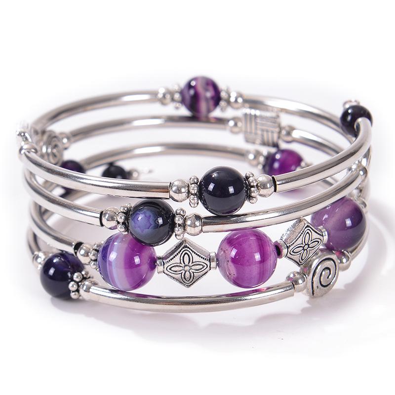 Bohemian Style Natural Turquoise Multi-Layer Wrap Bracelet for Women