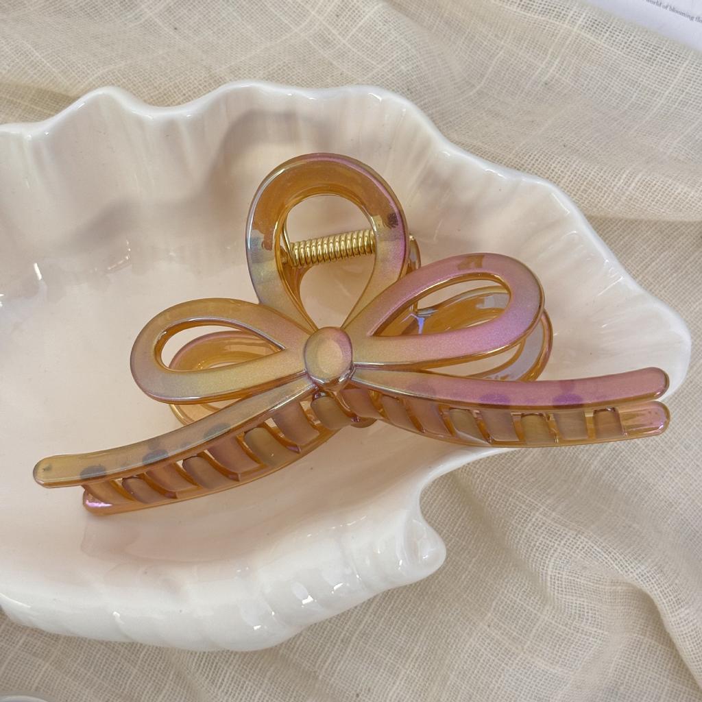 South Korea senior sense mermaid colorful bow large grab clip female back the head spoon plate hair shark ponytail new in