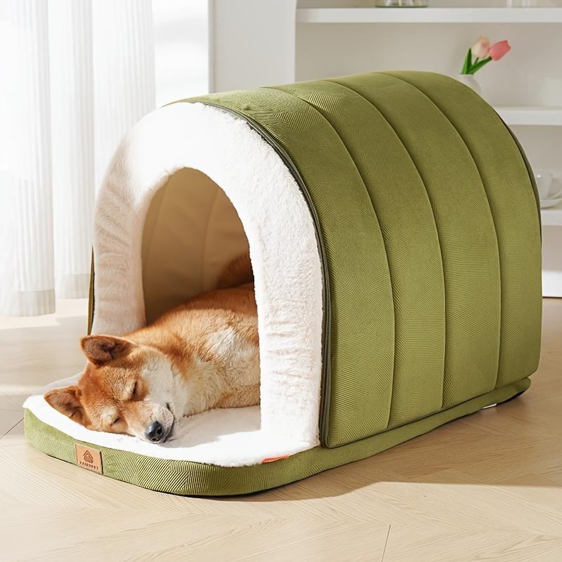 

Warmth Indoor Tent Bed with Waterproof Lining and Anti Slip Bottom Dog Bed,All-Season Plush Pet House/Detachable Plush Pet Bed S-46x37x40cm зелений