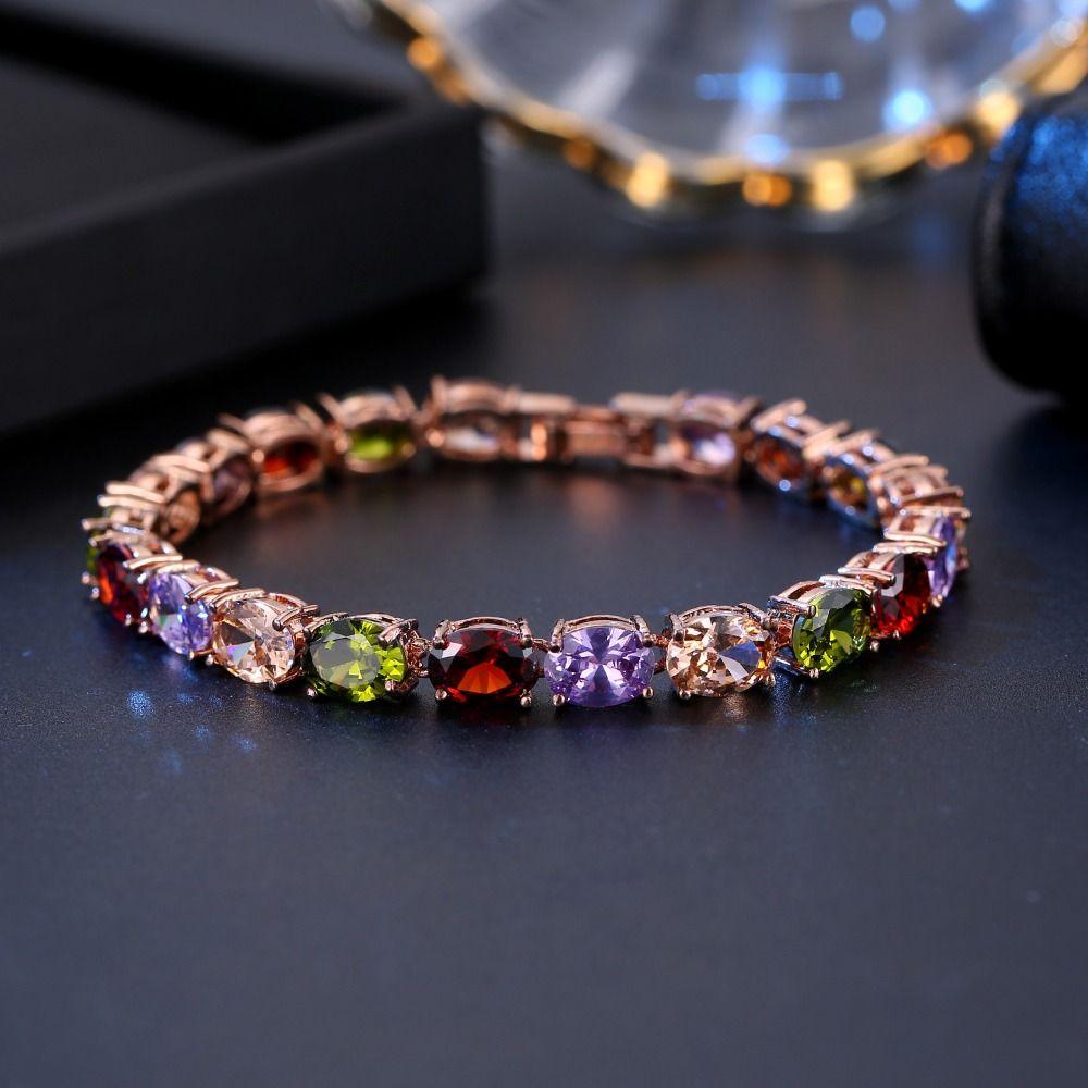 Luxury Rhinestone Bracelet Ornaments Colored Crystal Bracelet Rainbow Zircon Bracelet Lady/Men