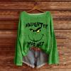Women's Round Neck Lightweight Sweater Casual Long Sleeve Christmas Print Knit Pullover.