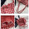 Check Lattice Tote Bag Grid Canvas Bag Portable Red Plaid Shoulder Bag  Streetwear