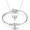 Diy 26 Letters Fadeless Stainless Steel Heart Pendant Necklace Bracelet Set For Women