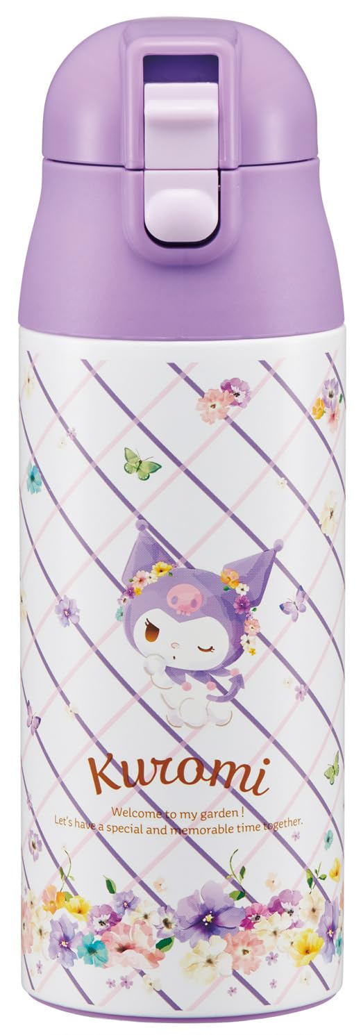 

Термокружка Skater 360 мл из нержавеющей стали с термоизоляцией для горячего и холодного, Sanrio, Пастель, Яркий акварельный цветочный узор, Куроми, Рисунок, Для девочки, SDPC4-A