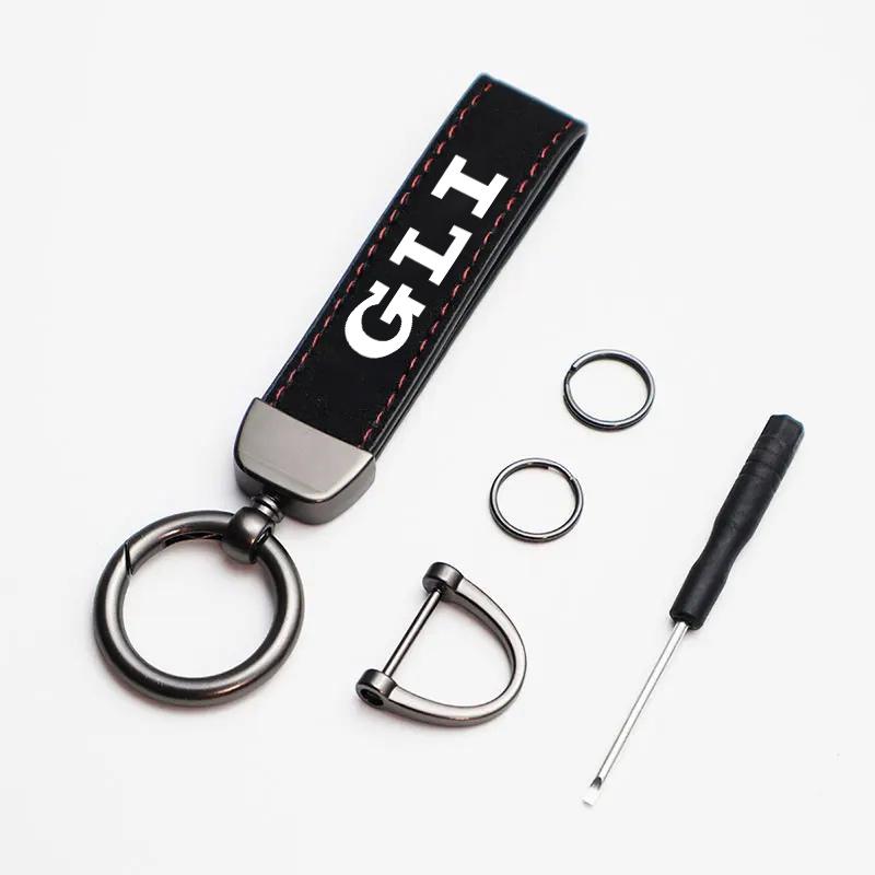 VW 3D Metal/Leather Car Logo Key Chain Keyring Pendant Auto Accessorie For !!Volkswagen VW RLine R Golf Touran ID3 Tiguan Eos Caddy FM7
