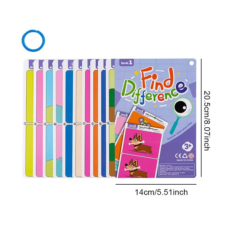 Find the Difference Game Concentration Training Set 10 Sheets/Set, Reusable Reverse Answer, Interactive Observation Skills Toys