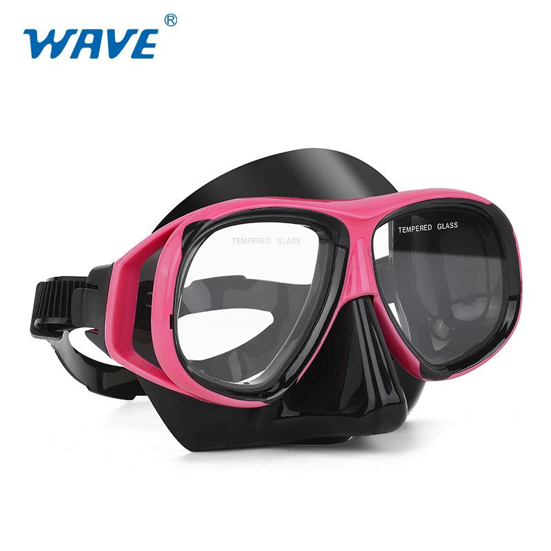 Wave Pro Snorkel Set: Silicone Dry Snorkel & Large Frame Prescription Diving Mask