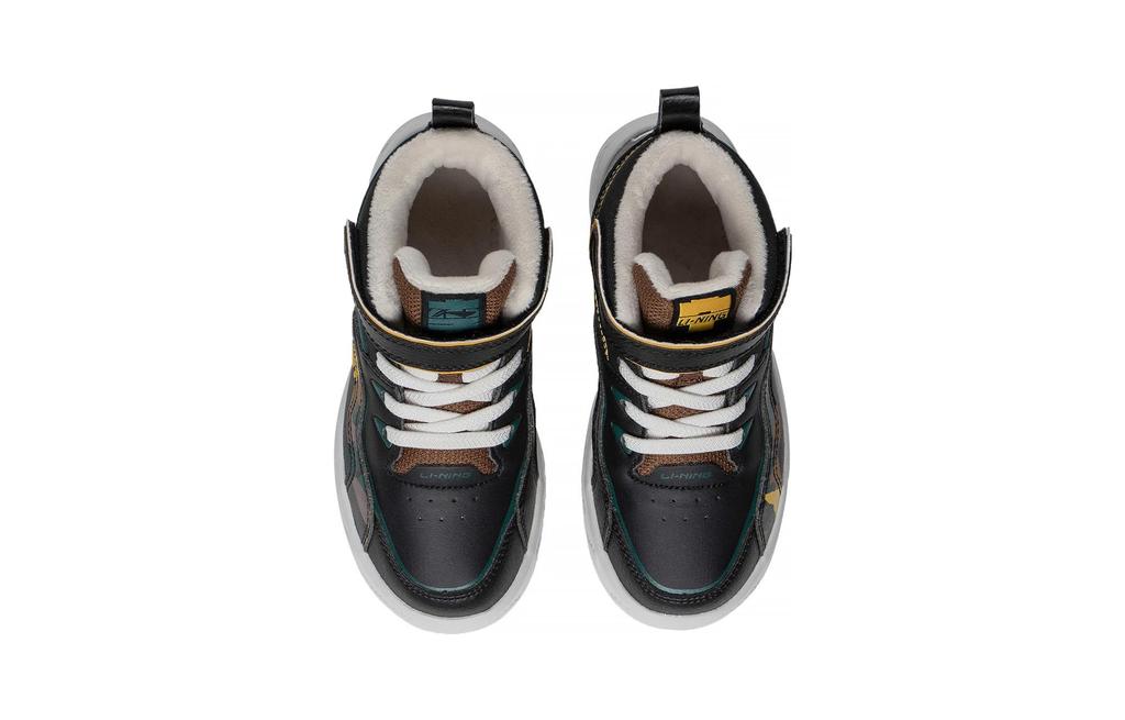 Li Ning YOUNG Mid Synthetic Leather Fleece Lined Comfortable Abrasion Resistant Breathable Mid Top Kids Lifestyle Shoes YKNS102-23