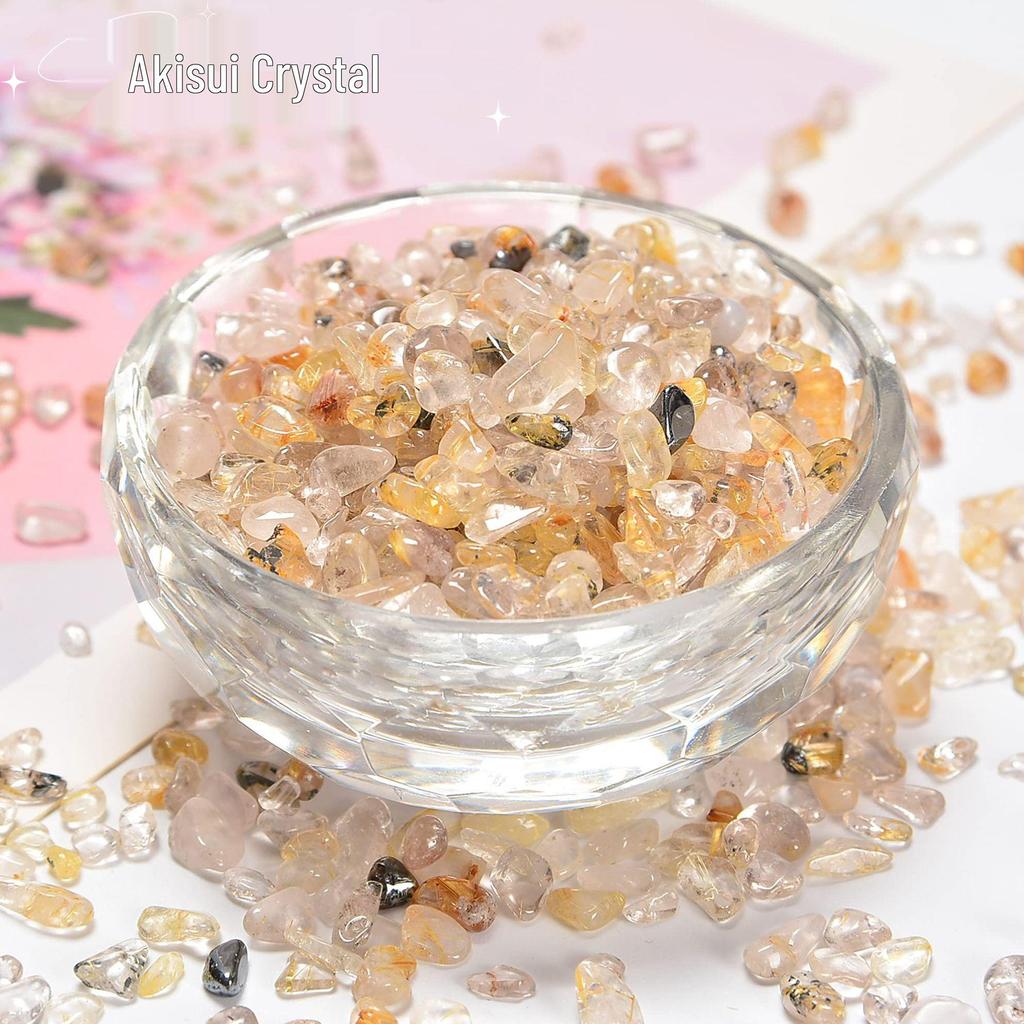 Natural Red Copper Rutilated Quartz Crystal Stone for Purification, Fish Tank Decoration, and Buddha Offerings.