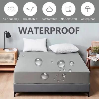 Safe Waterproof Mattress Protector, Soft Comfortable Breathable Solid Color Bedding Mattress Cover Fitted, Machine Washable
