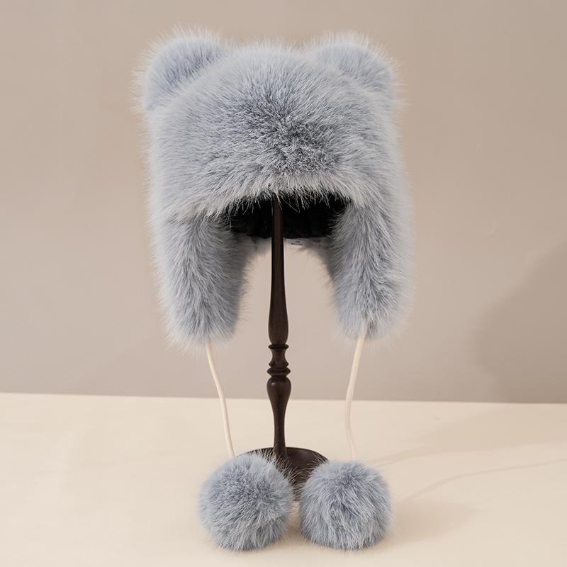 

Шапка для защиты ушей Big Furry Bear для женщин зимой, теплая и милая, ветрозащитная шапка для езды на велосипеде ONE SIZE