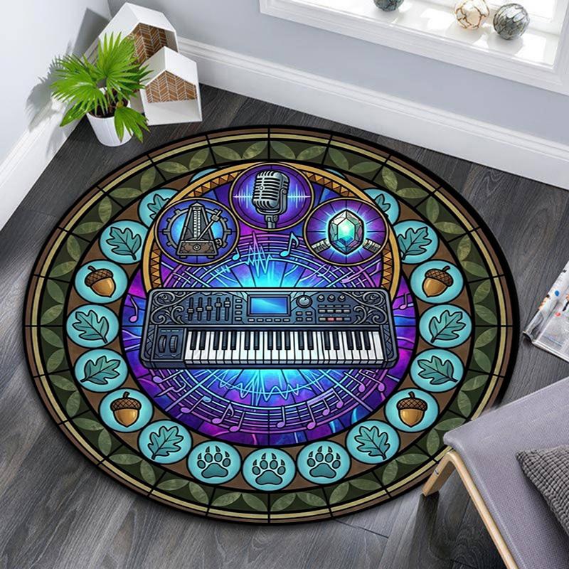 Musical Instruments Harmony Round Area Rug Under Office Chairs Bedroom Living Room Home Decor