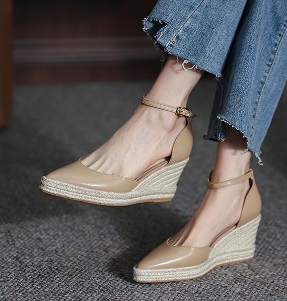 Slingback klack kilklackar sandaler ankelrem dam espadrillos sandaler pumps komfort csauala skor bohemisk stil