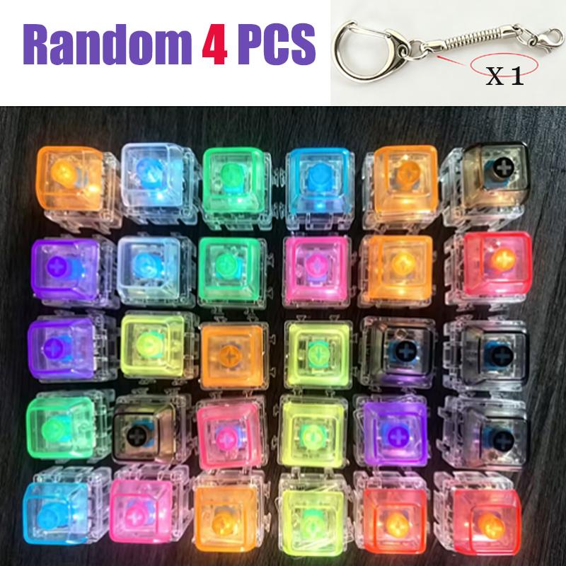 LED zelfbouw toetsenbord sleutelhanger Fidget speelgoed kristallen clicker sensorisch speelgoed stressverlichting toetsenbord sleutelhanger volwassenen kinderen speelgoed.