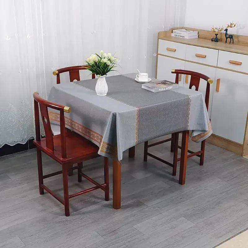 Square PVC Thickened Tablecloth Oil Proof Waterproof Scald Proof Wash Free Table Cloth Household Dining Table Coffee Table Cover