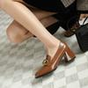 2024 Fyrkantiga Högklackade Loafers Kvinnor Höst Chunky Plattformpumps Kvinna Slip on Svarta Uniformsskor Mary Janes Zapatillas Mujer