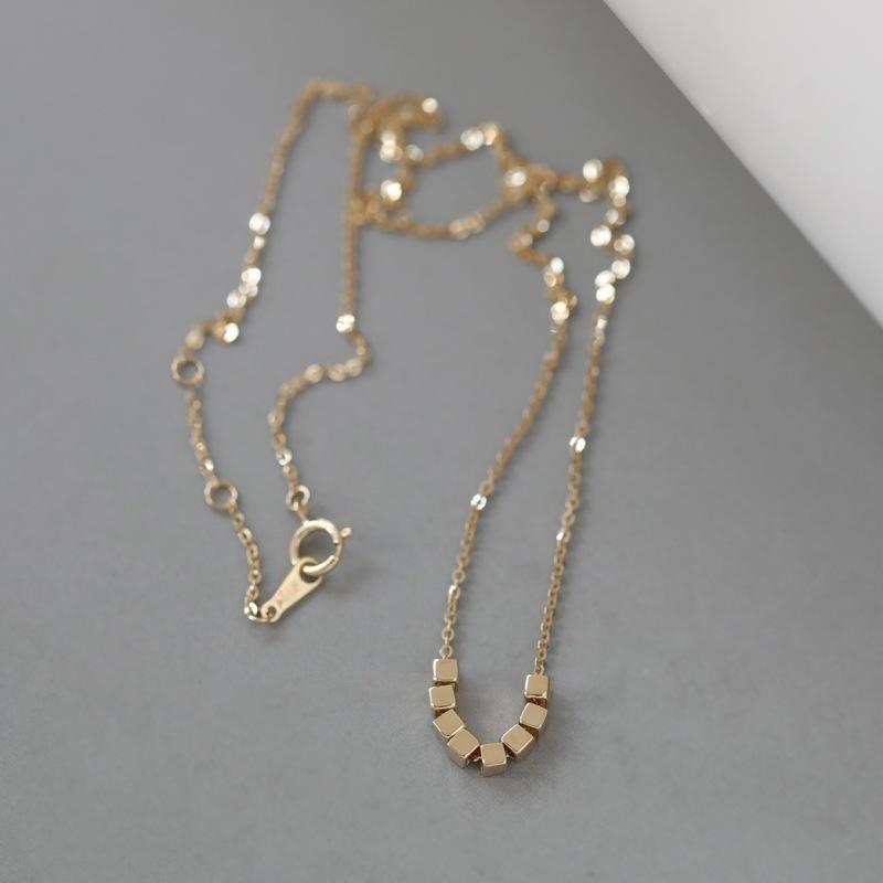 

925 Sterling Silver Geometric Square Pendant Necklace Fashion Waterproof Metal Daily Gold Plated Trendy Jewelry for Women Silver