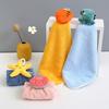 Cute and Fun Hanging Coral Fleece Baby Hand Towel Children's Water-absorbing and Quick-drying Cartoon Square Towel