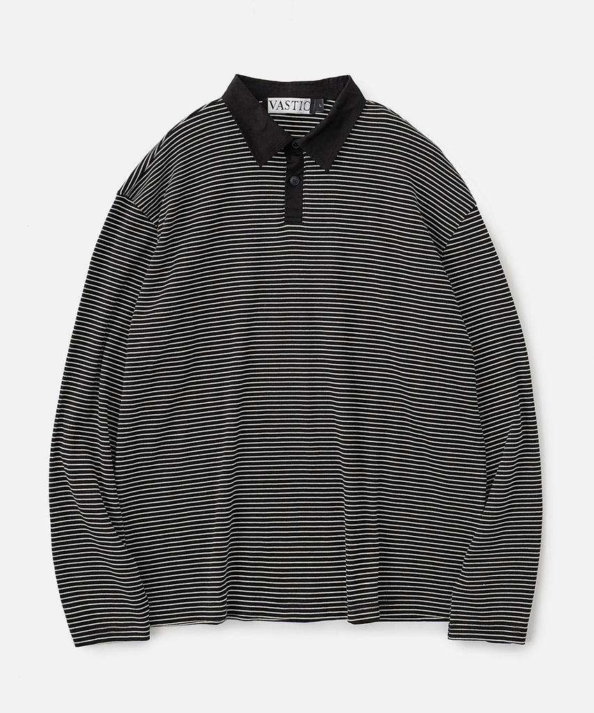 VASTIC Striped Collar Long Sleeve_Black / White
