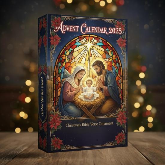 Biblický verš Adventní kalendář 2025 24denní Odpočítávací krabička do Vánoc s kartičkami s Písmem Náboženský křesťanský dárek