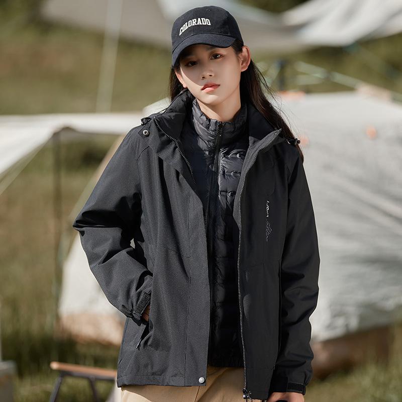 Mountain Couple Jacket Men's and Women's Three-in-one Removable Two-piece Set Custom Windproof and Waterproof Outdoor Trendy Jacket