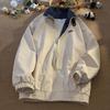 Women's Spring and Autumn Solid Color Punch Coat Long Sleeve Loose Work Jacket