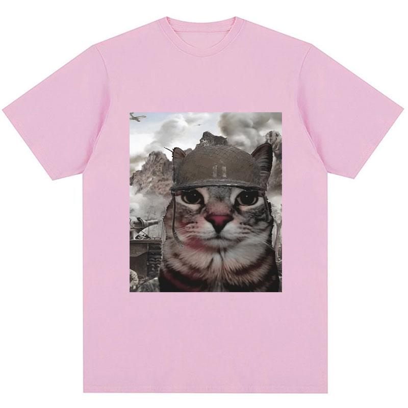 Thousand Yard Stare Cat Funny Meme T-shirt Humor Style Vintage High Quality T Shirt Men Women Oversized Casual Cotton Streetwear