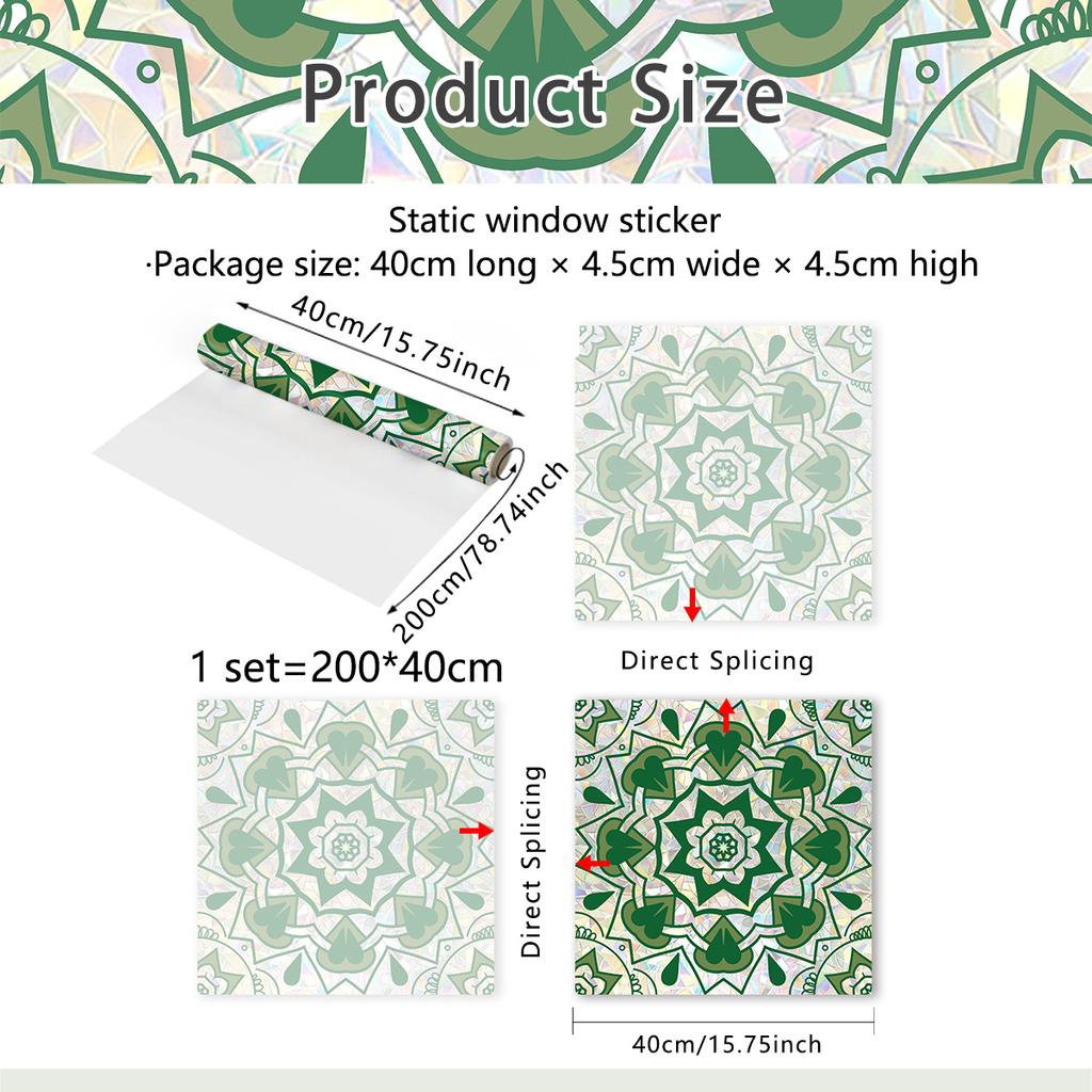 Xc3038 Fresh Green Retro Flower Vine Sunshine Colorful Static Glass Sticker Decorative Double-Sided
